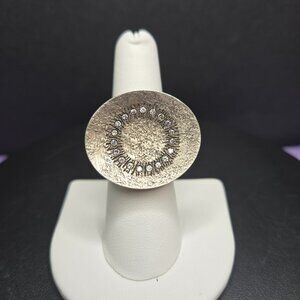 Vintage Retired Silpada Textured Oxidized Cosmic Disc Sterling Sliver Ring